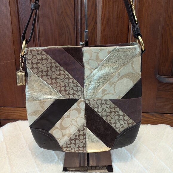 Coach Y2K Chevron Suede Patchwork bag F17706 - Picture 2 of 11